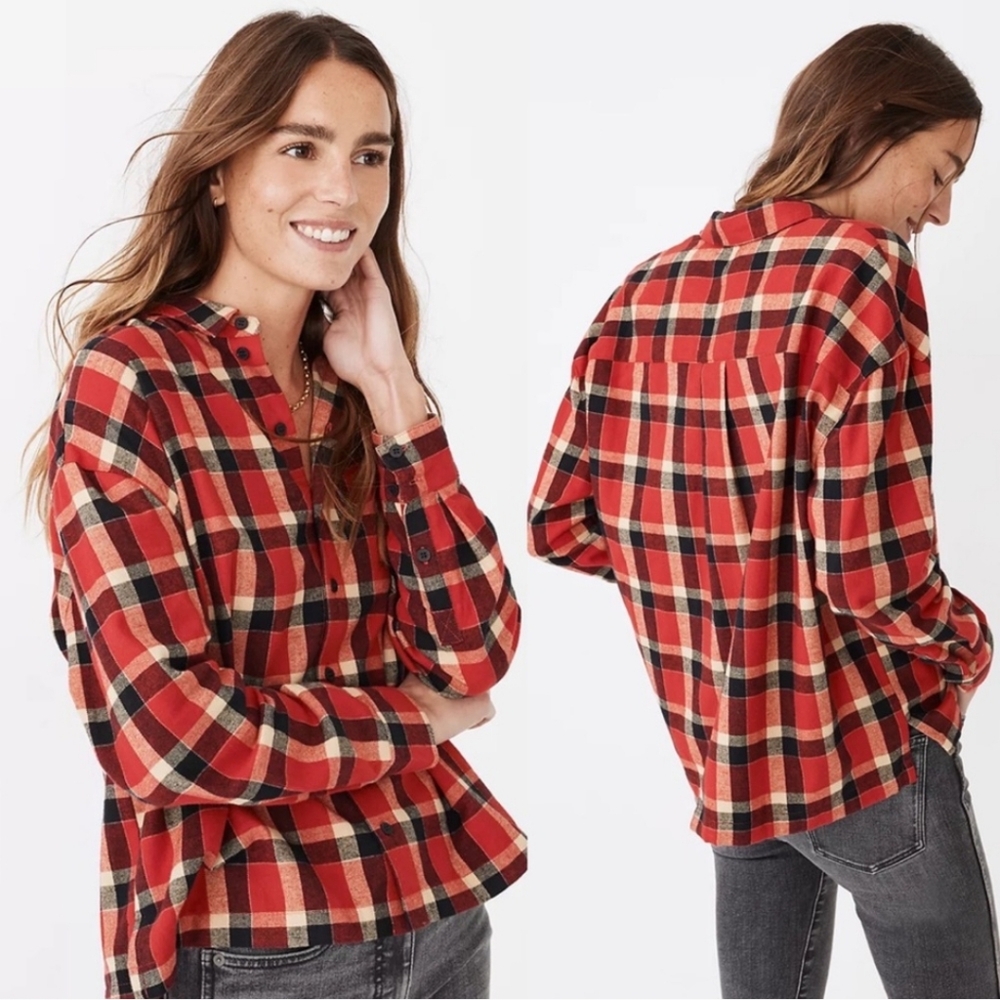 Madewell - Flannel Westlake Button-Up Newfield MC073 | Plaid Scarlet | Small